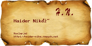 Haider Niké névjegykártya